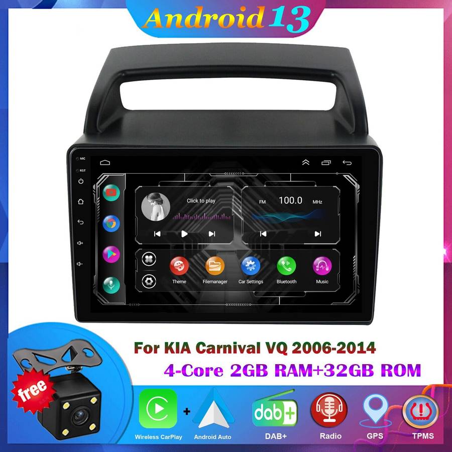 For Kia Carnival 2006-2014 DAB+ Android Auto Radio GPS Navigation BT CarPlay+Cam