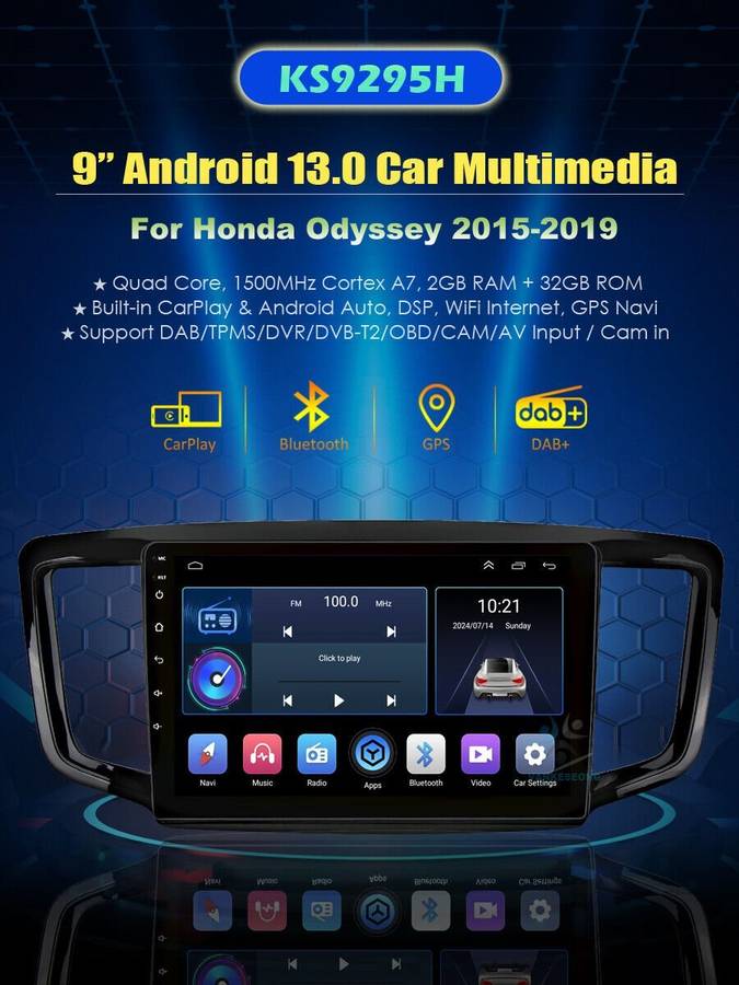9" Android 13 CarPlay Wifi Autoradio GPS Navigation For Honda Odyssey 2015-2020