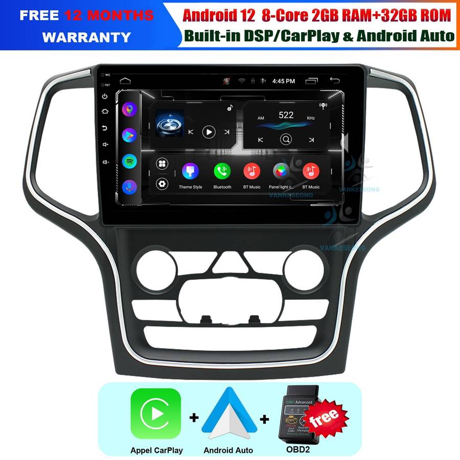 10.1" CarPlay Android GPS Navigation For Jeep Grand Cherokee 2013-2020 Autoradio