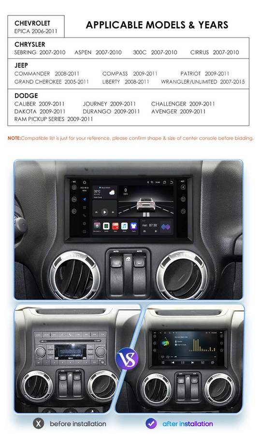 Android 12 Car Stereo For Dodge Avenger Challenger 2009-2011 8-Core 4+64GB Radio