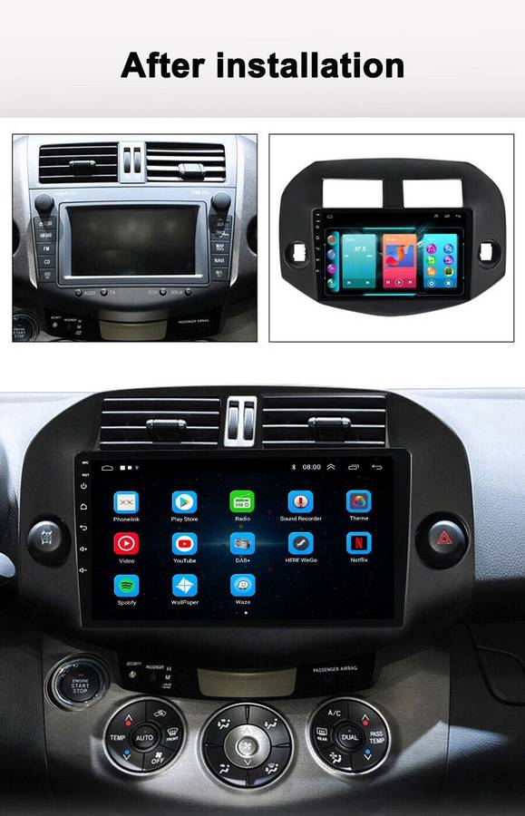 Android 11 Autoradio GPS Sat Nav SWC DAB+ WIFI USB For Toyota RAV4 MK3 2006-2012