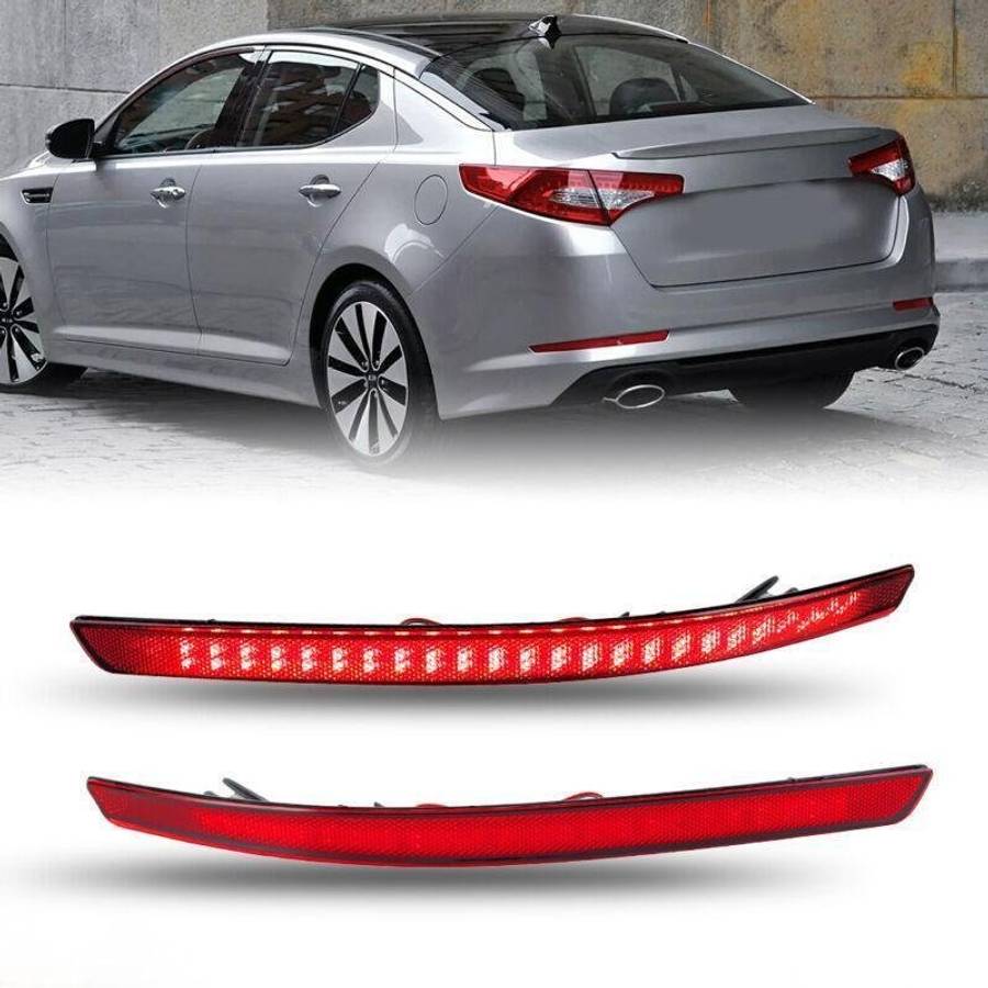 Pair LED Rear Bumper Reflector Lights For Kia K5 Optima 2011 12 2013 Brake Lamps