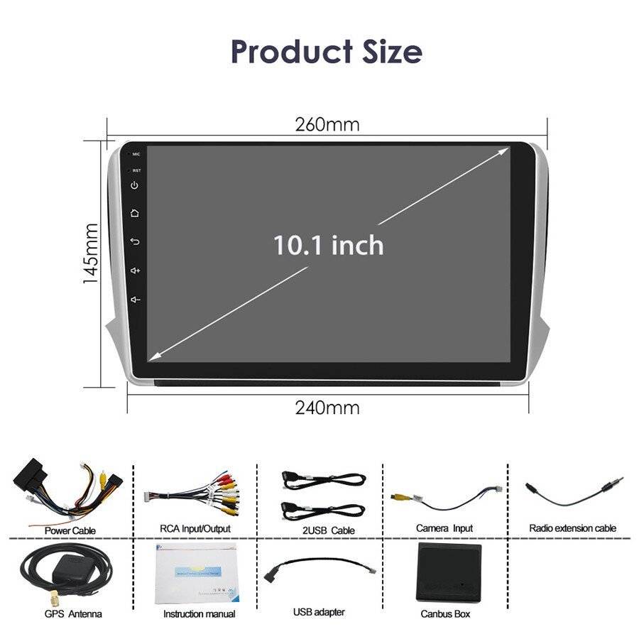 10.1" Android Autoradio GPS Navigation CarPlay DAB BT For Peugeot 2008 2013-2020
