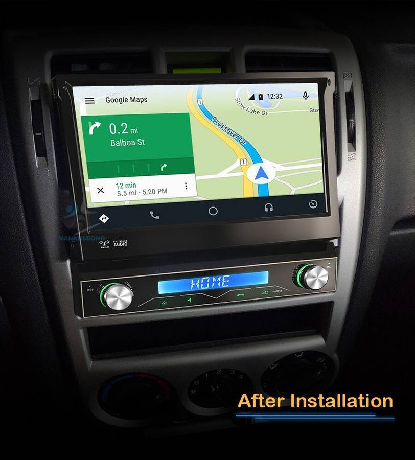 Touch Screen Single DIN Android 12 Head Unit GPS Sat Nav 4G CarPlay Radio 4+64GB