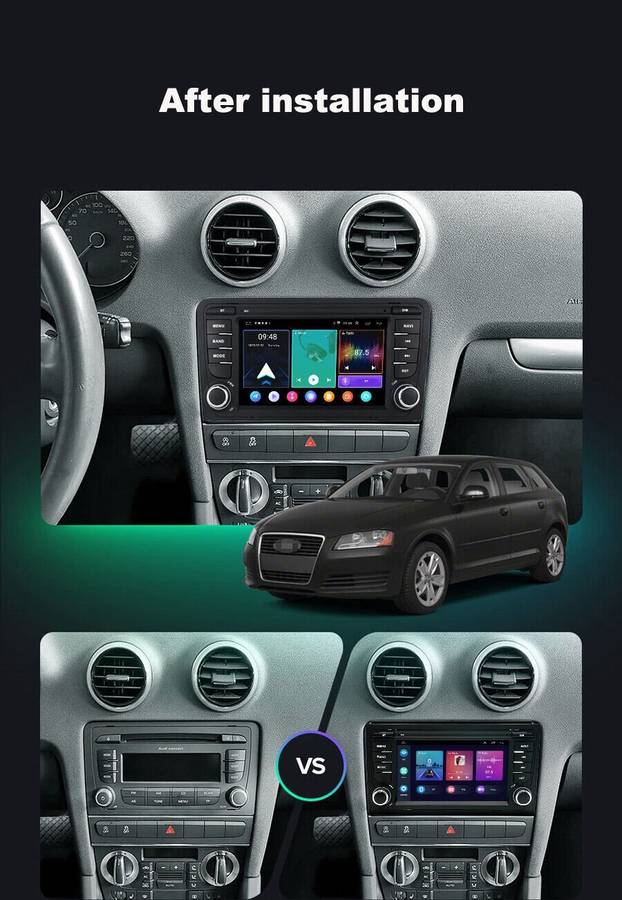 7" CarPlay Wifi Autoradio Bluetooth DAB+ GPS Navi For Audi A3 S3 RS3 2003-2012