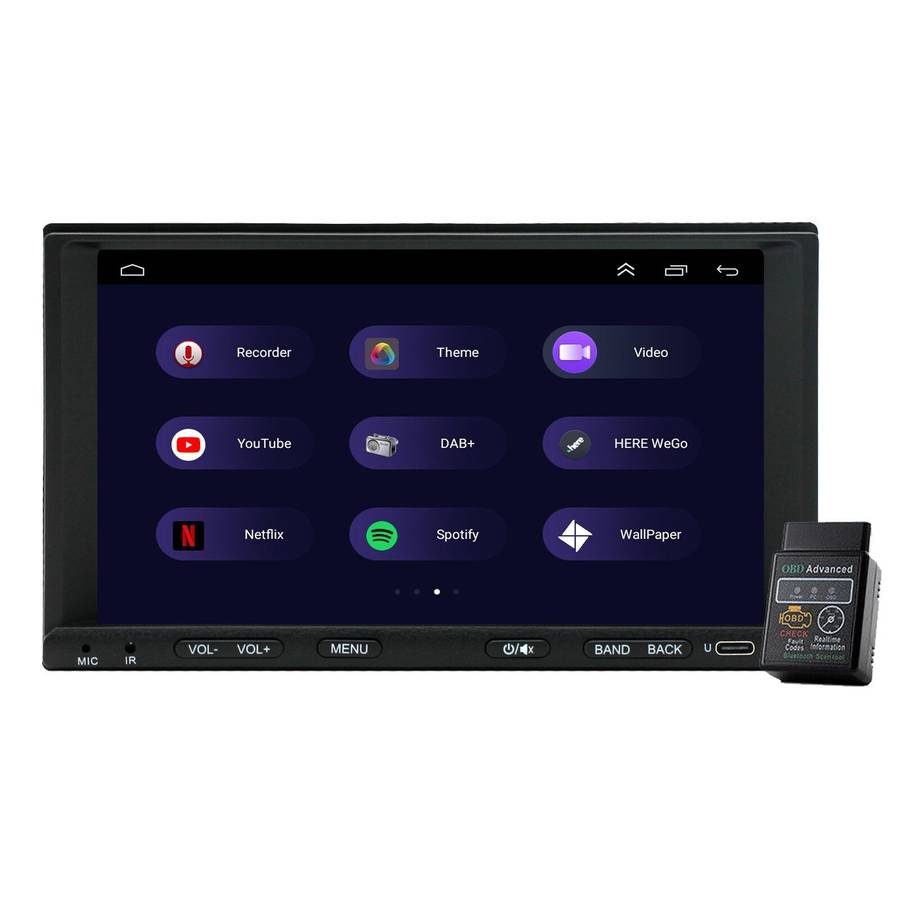Double DIN 7" 32GB Car Radio Stereo Android Auto CarPlay Sat Nav USB Type-C GPS