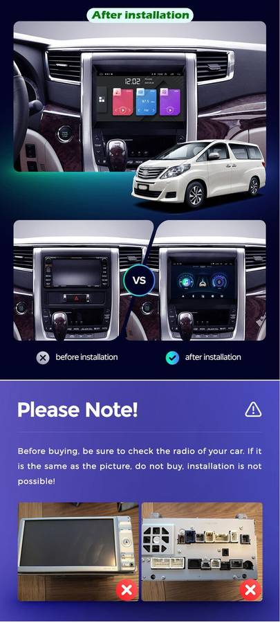 For Toyota Alphard H20 2008-2014 Touchscreen Autoradio GPS Navigation Android13