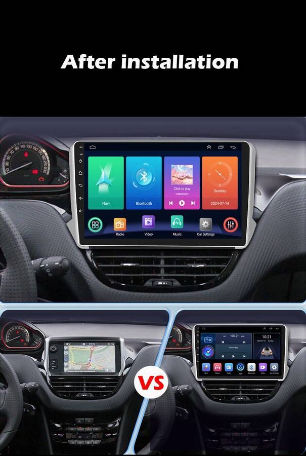 10.1" GPS Sat Nav For Peugeot 2008 2013-2020 Autoradio Android 12 Video bt DAB+