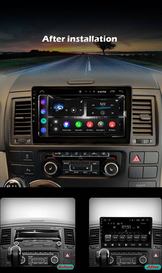 Android 13 CarPlay Autoradio GPS Sat Nav For Volkswagen Multivan V T5 BT DAB+OBD