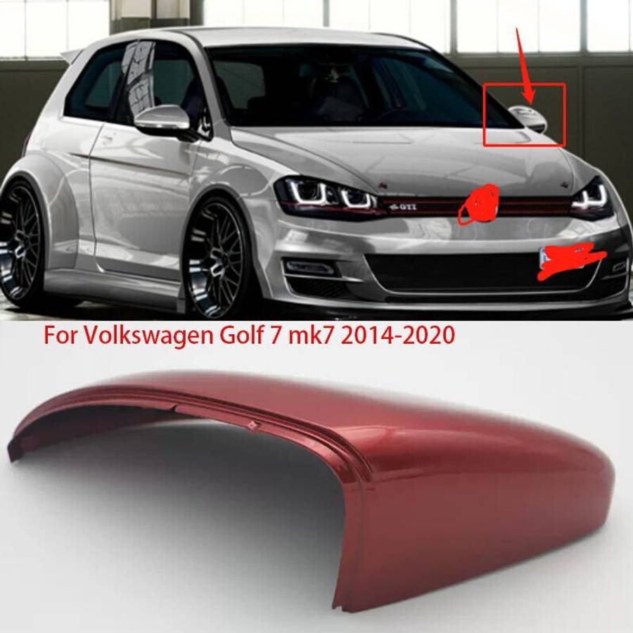 Red left For Volkswagen Golf 7 mk7 14-2020 Rear view Side Door Mirror Cover