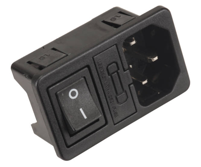 C14 IEC PLUG WITH FUSE HOLDER & SWITCH K24133-1.0mm