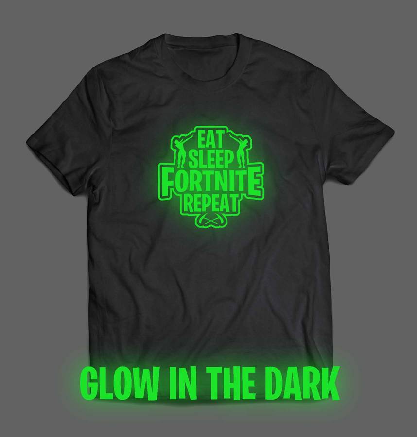 Eat sleep fortnite repeat T-shirt glow in the dark - 11-12