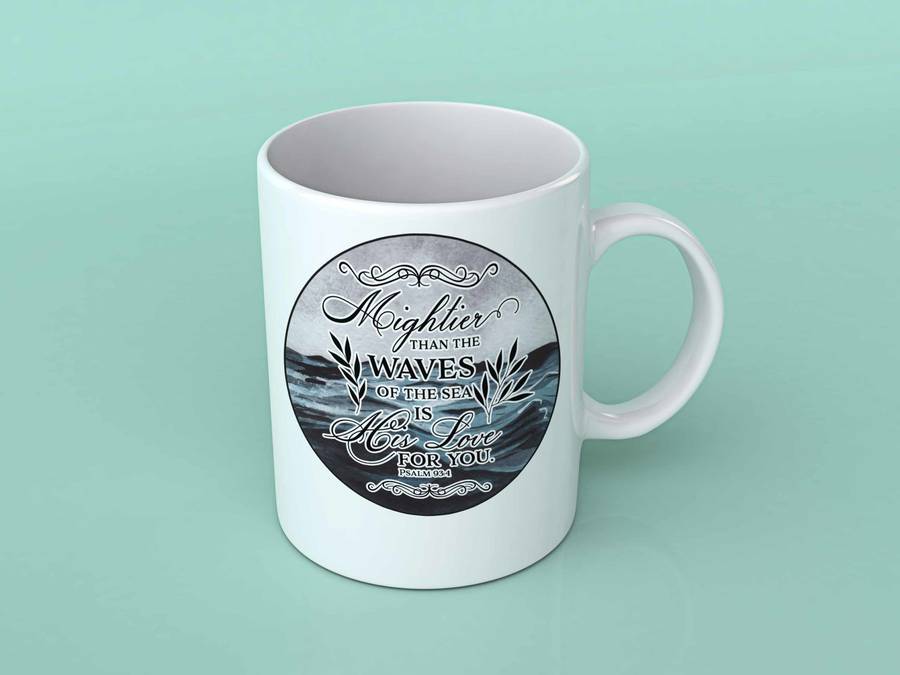 Mightier than the waves coffee mug