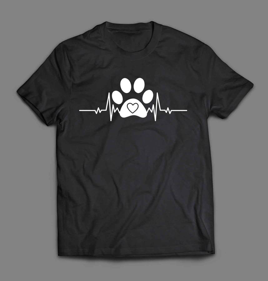 Dog paw and heartbeat T-shirt