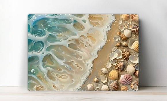 Cutting board with beach