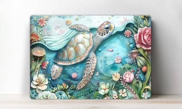 Cutting board with turtle