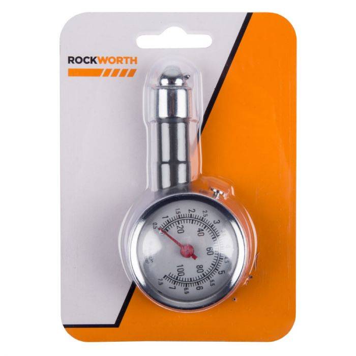 ROCKWORTH TYRE AIR PRESSURE GAUGE METAL