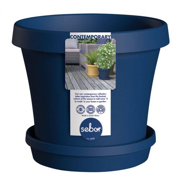 BULK PACK 6 X SEBOR SUPER POT & SAUCER SET 20CM CLASSIC BLUE