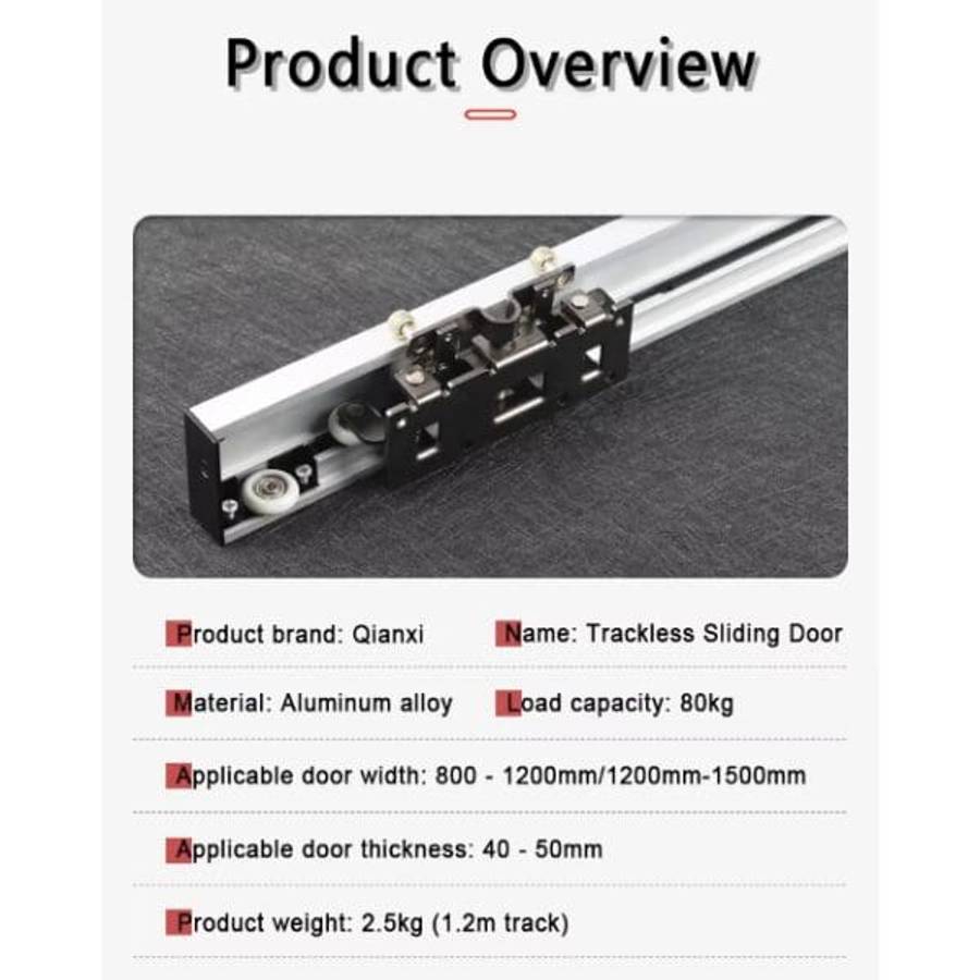 Concealed Sliding Door Track Set  1.2m Ghost Door System with Soft Closing Feature