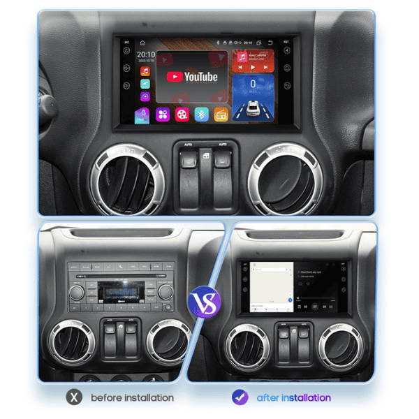 Jeep Wrangler Sahara 09-13 Android Navigation Android Auto Apple Car Play