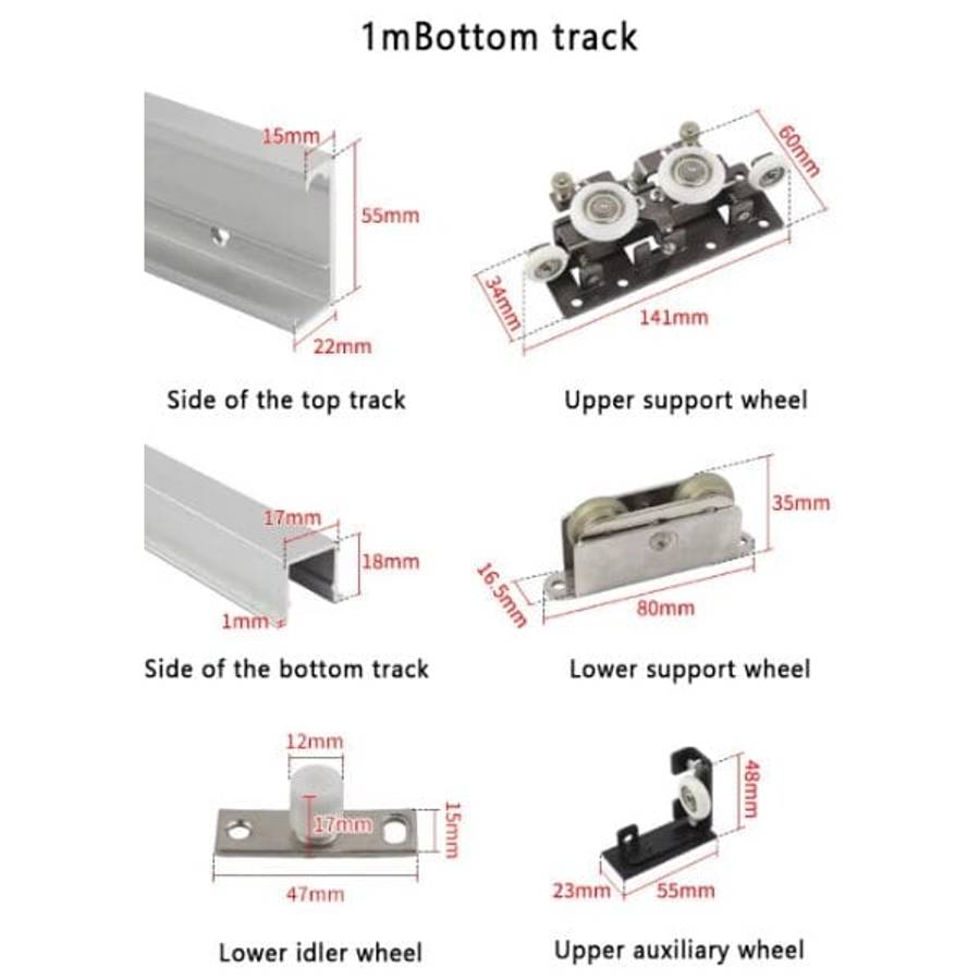 Concealed Sliding Door Track Set  1.2m Ghost Door System with Soft Closing Feature