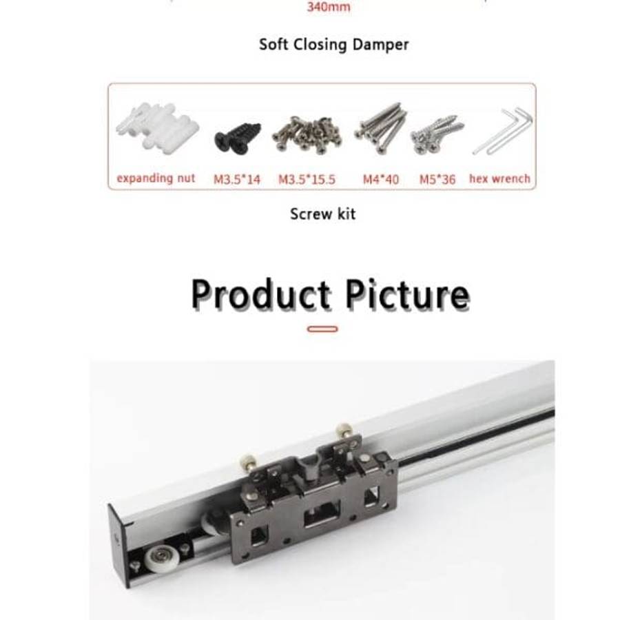 Concealed Sliding Door Track Set  1.2m Ghost Door System with Soft Closing Feature