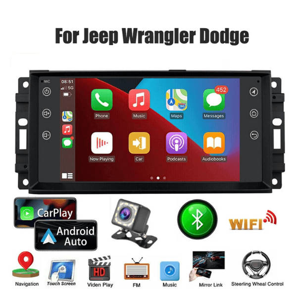 Jeep Wrangler Sahara 09-13 Android Navigation Android Auto Apple Car Play