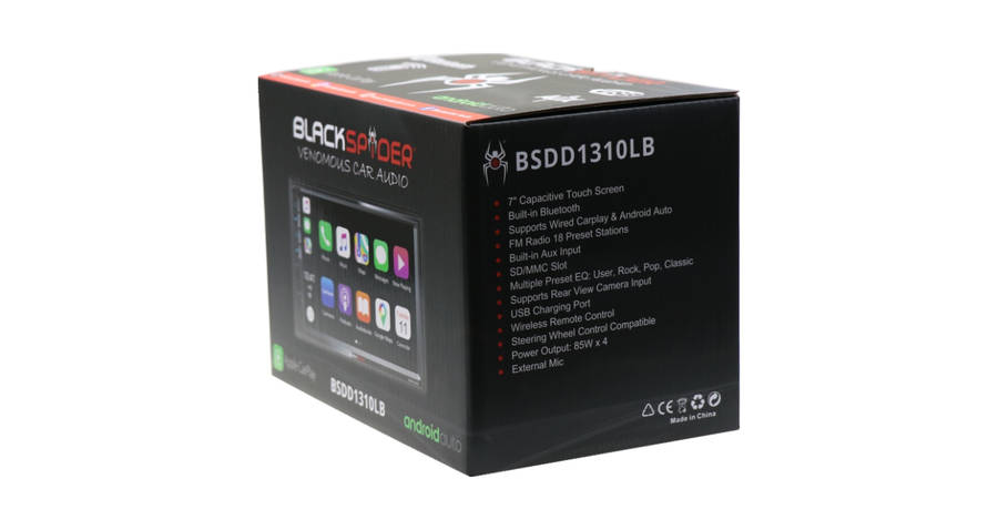 Blackspider Bsdd1310lb 2Din Bluetooth Wired Apple Carplay Android Auto Radio