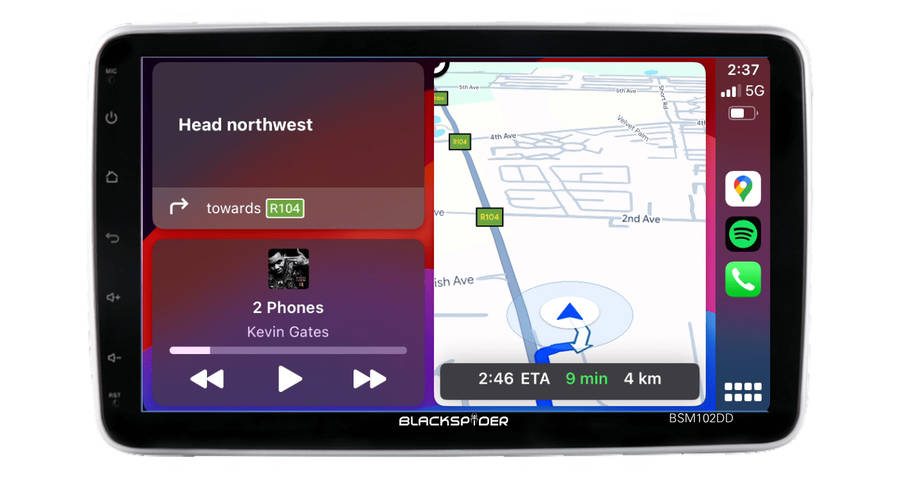 Blackspider Bsm102dd 10.1 Wireless Apple Carplay And Android Auto 2Din Rotate Radio