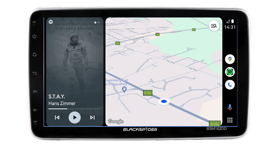 Blackspider Bsm102dd 10.1 Wireless Apple Carplay And Android Auto 2Din Rotate Radio