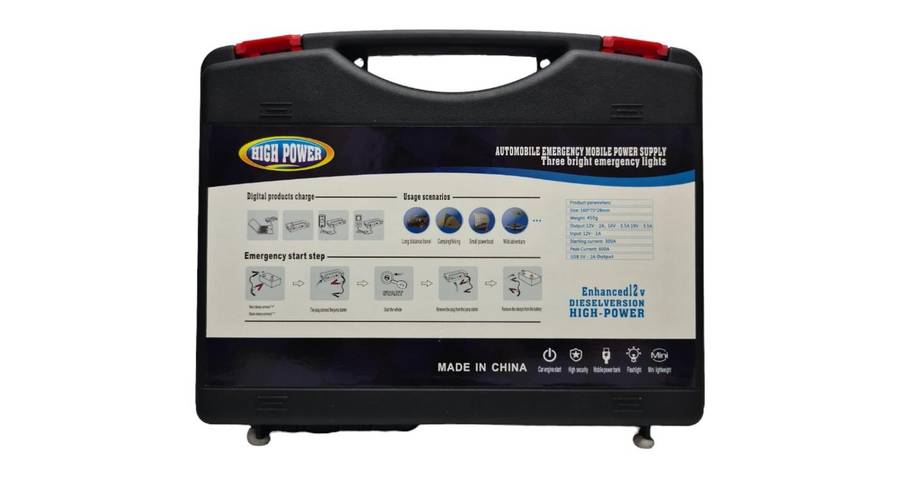 Emergency Light + Jump Start Power Supply with 2USB Port