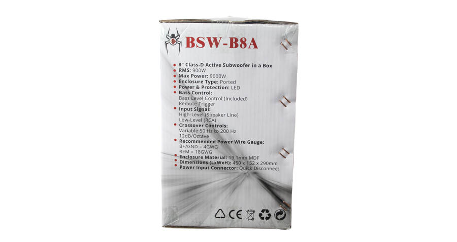 Blackspider Bsw-B8a 9000W Class D Ported Active Enclosure Subwoofer