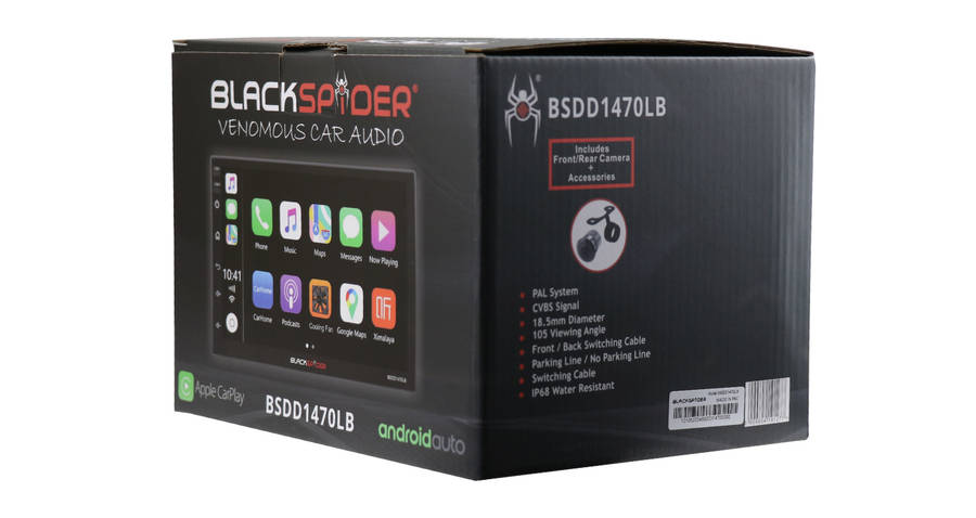 BlackSpider BSDD1470LB 2Din Wireless Apple CarPlay Android Auto Radio Long Base