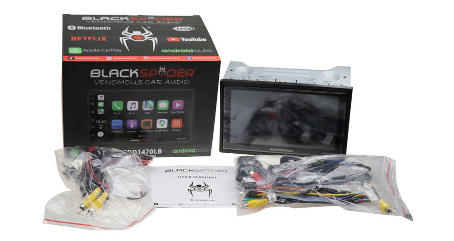 BlackSpider BSDD1470LB 2Din Wireless Apple CarPlay Android Auto Radio Long Base