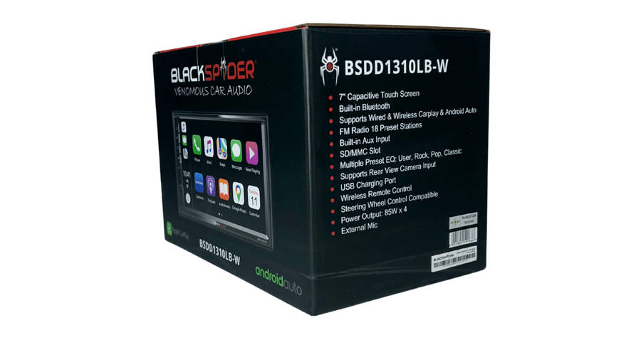 Blackspider Bsdd1310lb-W 2Din Bluetooth Wireless Apple Carplay Android Auto Radio
