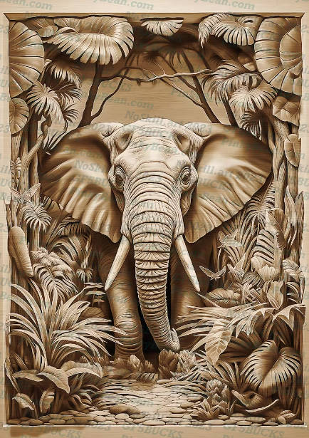 Laser Burn 3D Illusion PNG Design File for Engraving - Elephant