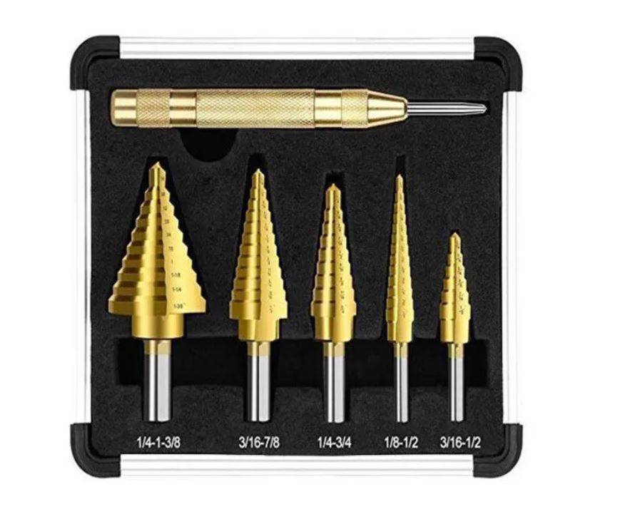 1/8-1-3/8 Step Drill Bits with Center Punch