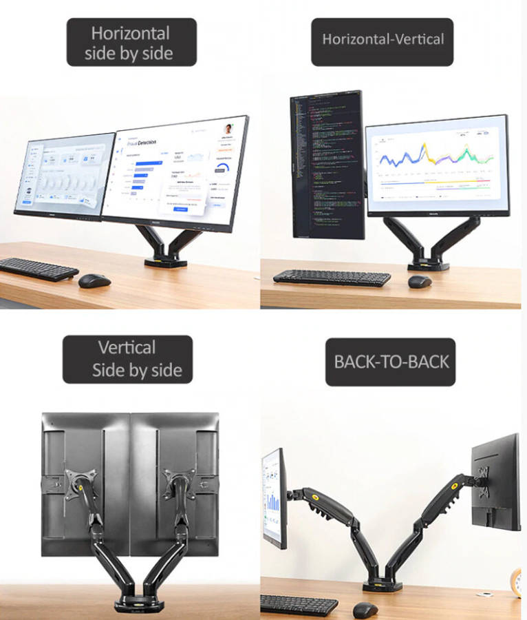 North Bayou Desktop Mount for 2 Screens(F160) - 17" - 27"