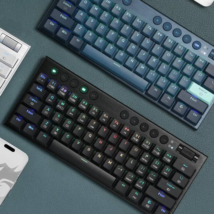 REDRAGON Horus Mini Pro 61-Key Wireless Bluetooth Red Switch RGB Low Profile Gaming Mechanical Ke...