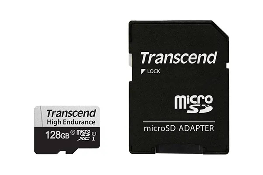 Transcend 350V 128GB High Endurance Micro SD UHS-I U1 Class 10 with SD Adapter
