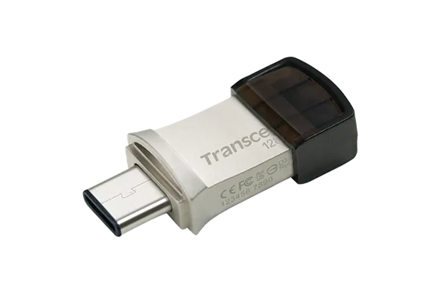 Transcend 128GB JetFlash 890 USB-C &amp; USB 3.1 OTG Flash Drive - Silver