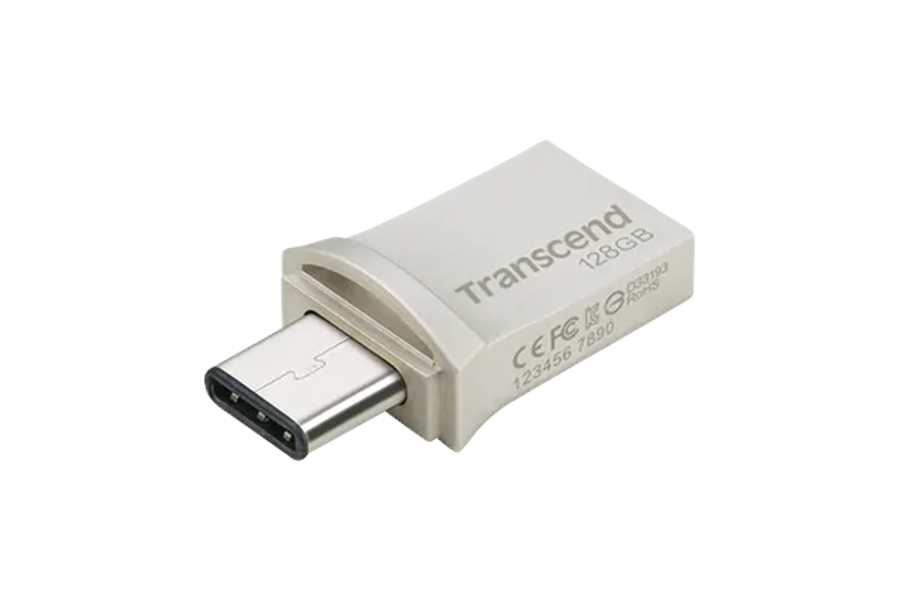 Transcend 128GB JetFlash 890 USB-C &amp; USB 3.1 OTG Flash Drive - Silver