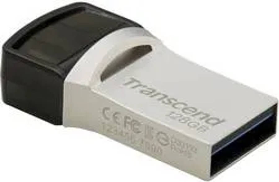 Transcend 128GB JetFlash 890 USB-C &amp; USB 3.1 OTG Flash Drive - Silver