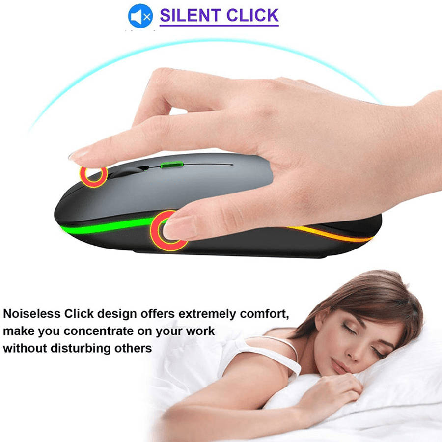 Wireless LED Rechargable Mouse - Silver Ultra-thin and Soft click