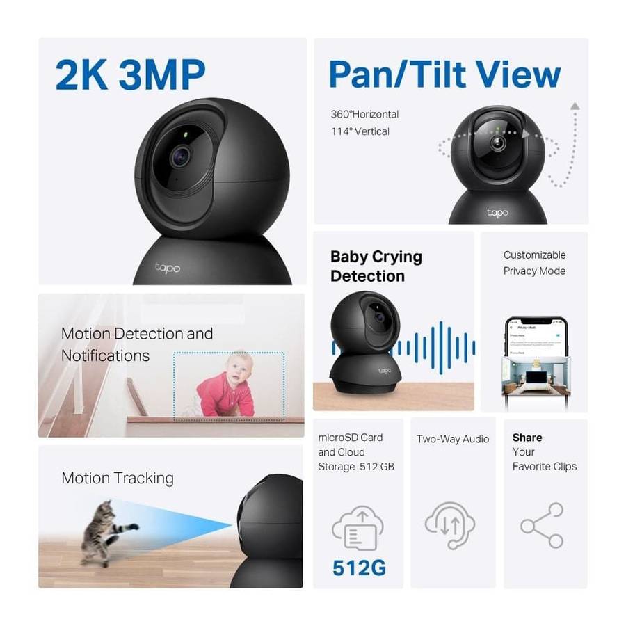 TP-Link Tapo C211 Pan/Tilt Home 2K 360 Security Wi-Fi Camera voice control