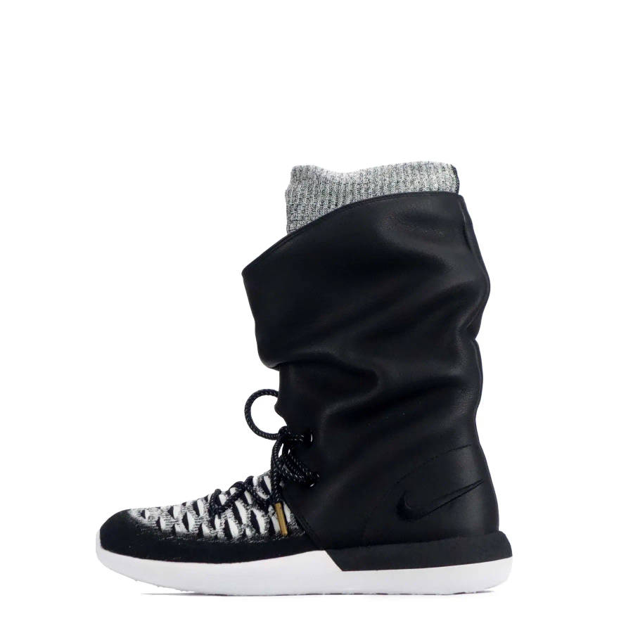 Nike Women's Roshe Two Hi Flyknit  Black/Black/White  UK 3
