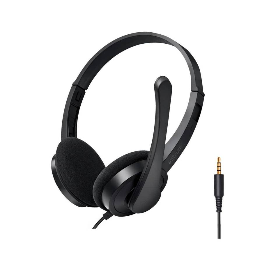 Astrum Wired Over-Ear Headset, 40mm Drivers, Mic, 3.5mm TRRS - HS600