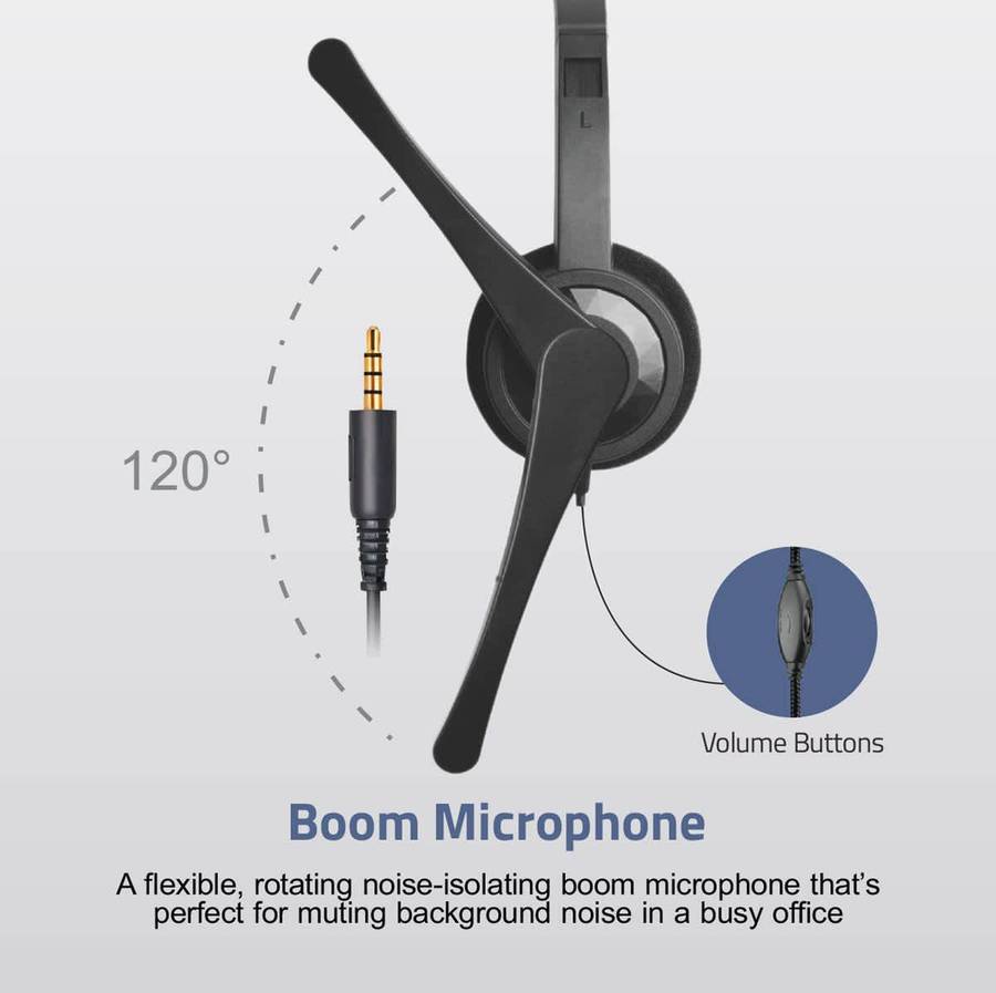 Astrum Wired Over-Ear Headset, 40mm Drivers, Mic, 3.5mm TRRS - HS600