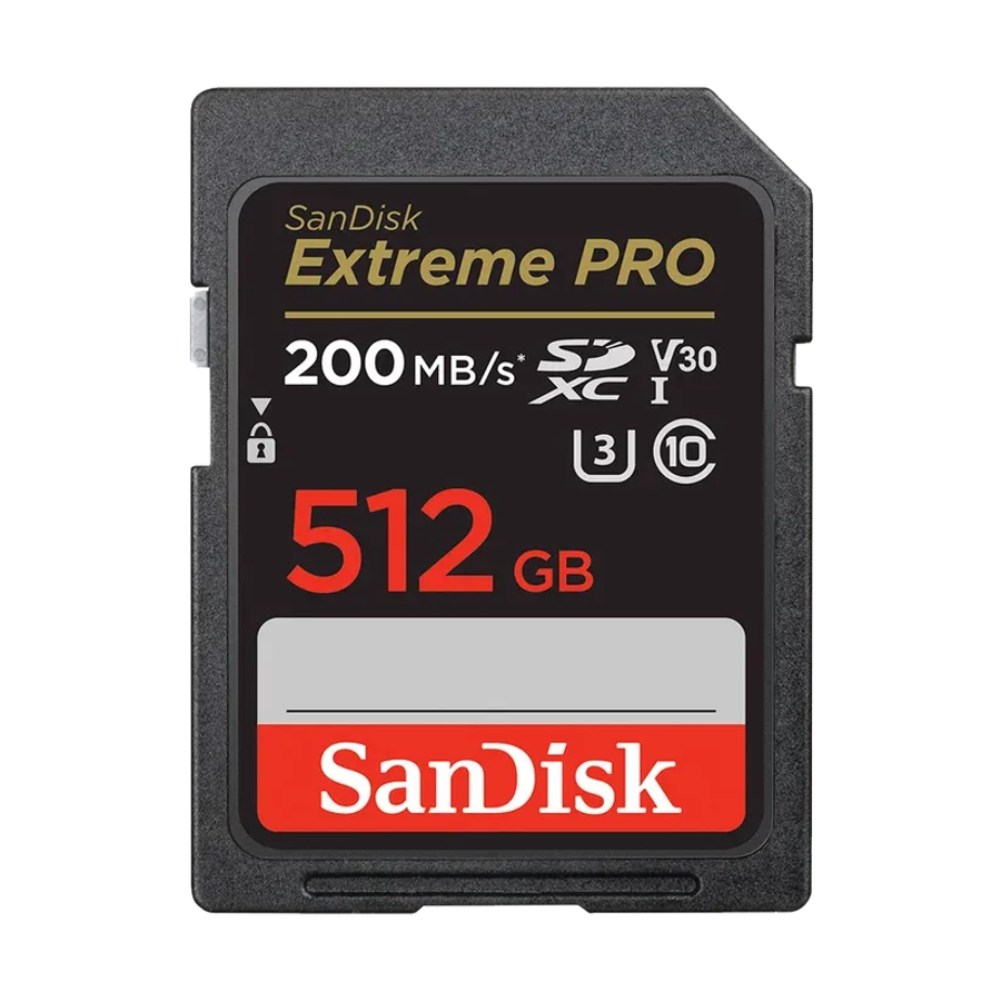 SanDisk 512GB Extreme PRO UHS-I SDXC Memory Card 200MB/s + USB-C Card Reader