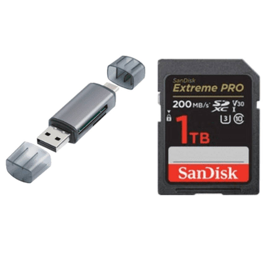 SanDisk 1TB Extreme PRO UHS-I SDXC Memory Card 200MB/s + USB-C Card Reader